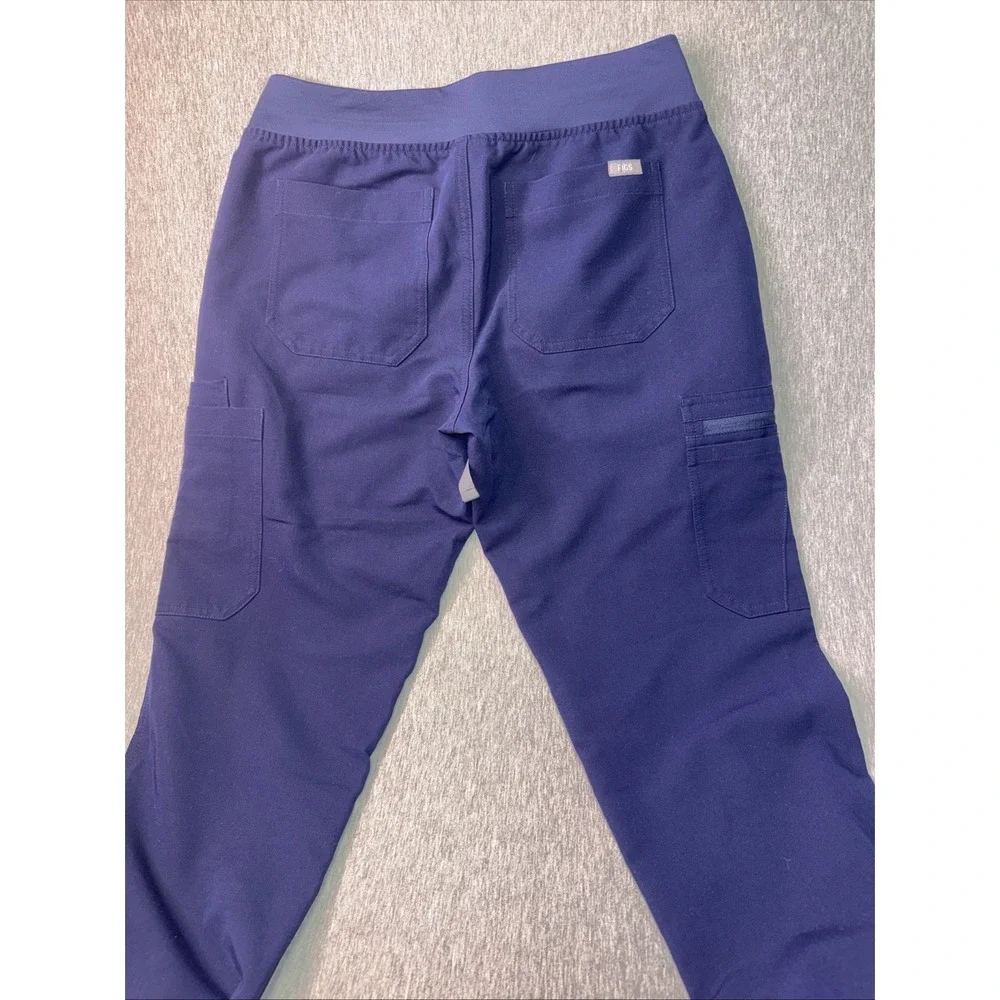 FIGS Technical Collection Scrub Pants Small Navy Blue Drawstring Cargo Medical S